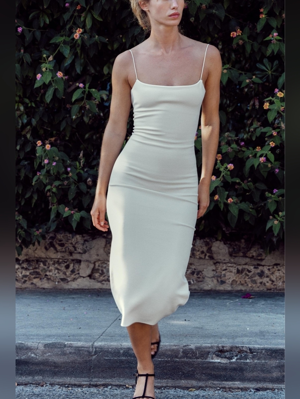 Zara | Stretch Midi Dress with Spaghetti Straps